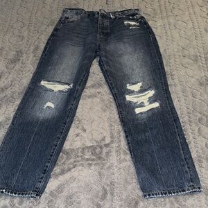 KanCan Men's Dark Blue Distressed Jeans